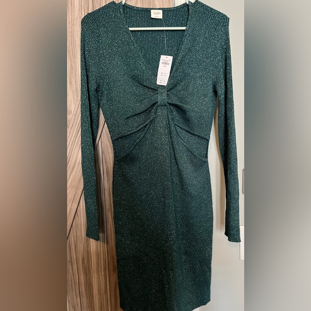 Long sleeve knot front mini sweater dress